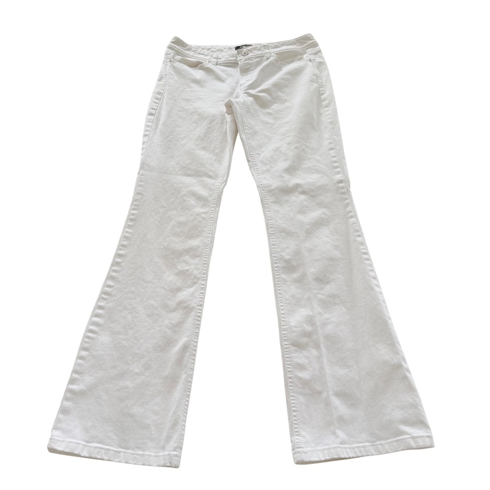 White House Black Market Blanc Jeans Women 6R White Flare Wide Leg Mid Rise